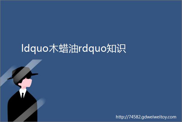 ldquo木蜡油rdquo知识